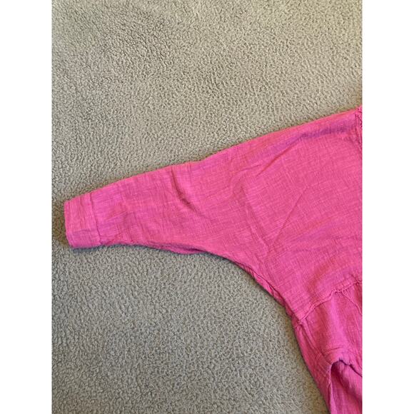 We The Free People Button Top Small Oversized Gauze Long Sleeve Boho Beach Pink - Picture 7 of 16